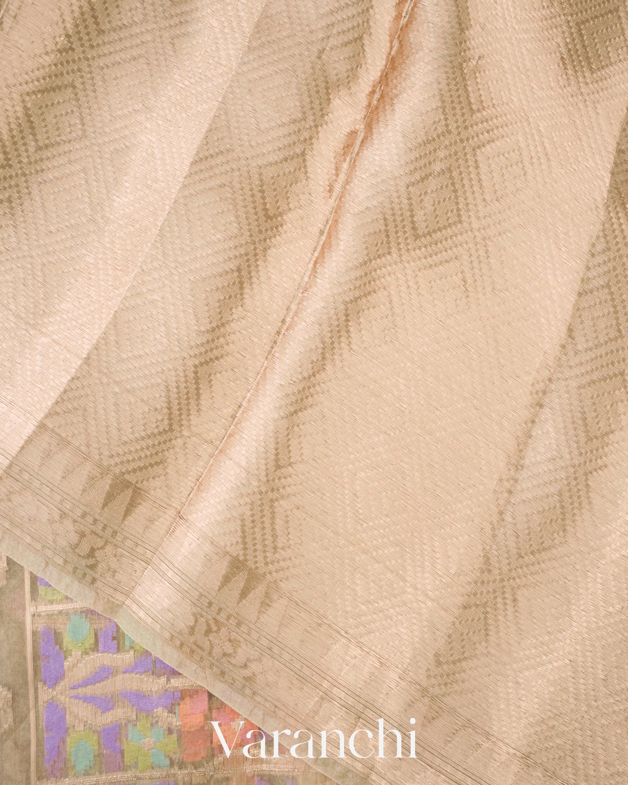Antique Beige Jamdani Pure Kora Silk Saree