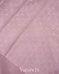Dusty Lavender Floral Applique And Embroidered Pure Kora Silk Saree