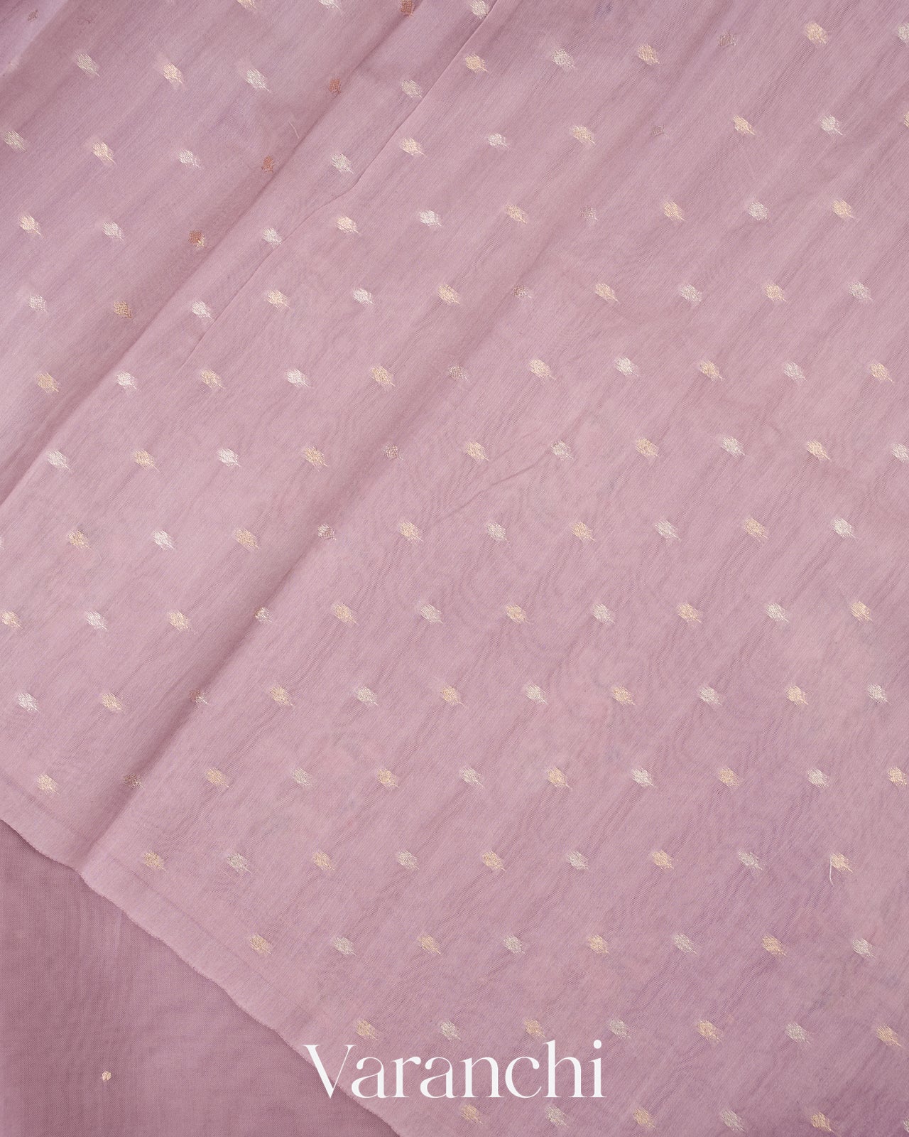 Dusty Lavender Floral Applique And Embroidered Pure Kora Silk Saree