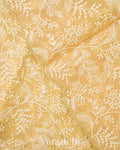Butter Yellow Embroidered Pure Kora Silk Saree 