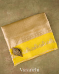 Yellow Brocade Pure Tissue Kora Silk Saree