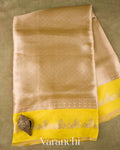 Yellow Brocade Pure Tissue Kora Silk Saree