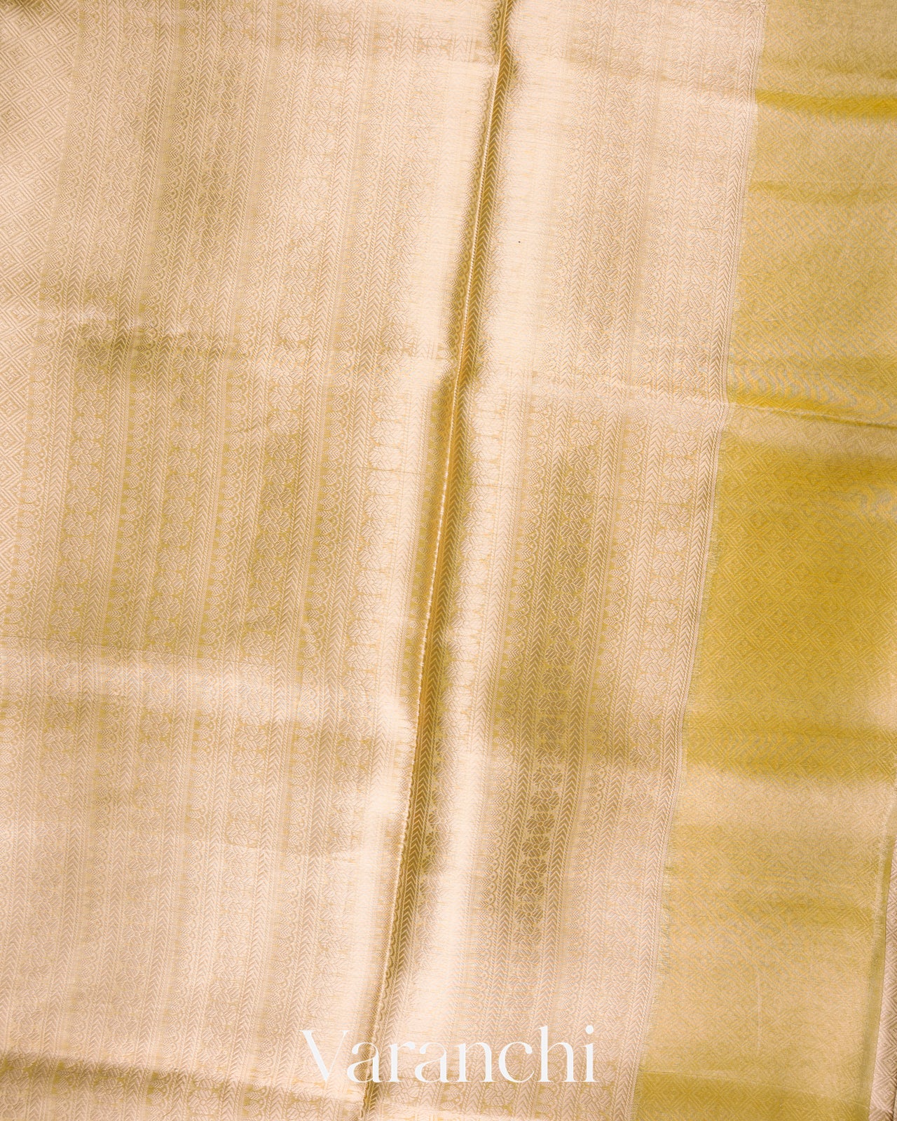 Yellow Brocade Pure Tissue Kora Silk Saree