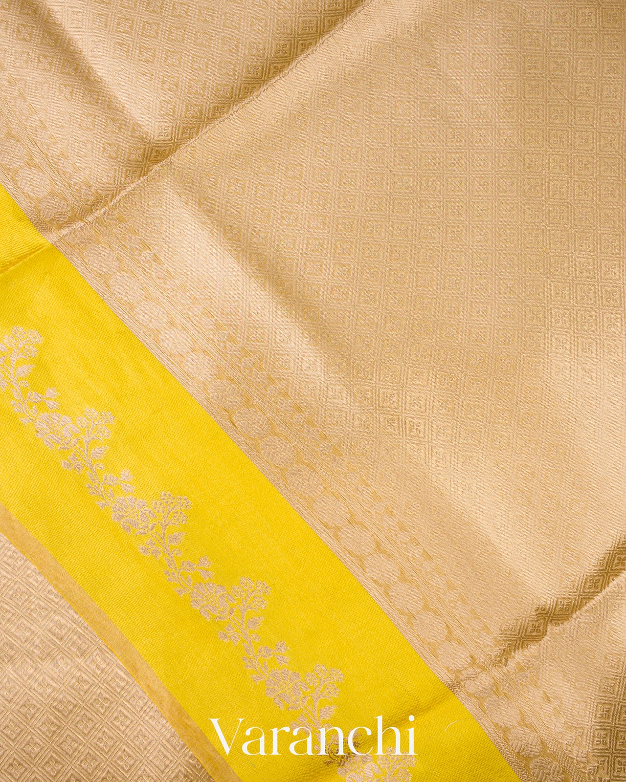 Yellow Brocade Pure Tissue Kora Silk Saree