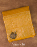 Mango Yellow Pure Crush Kora Silk Saree 