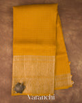 Mango Yellow Pure Crush Kora Silk Saree 