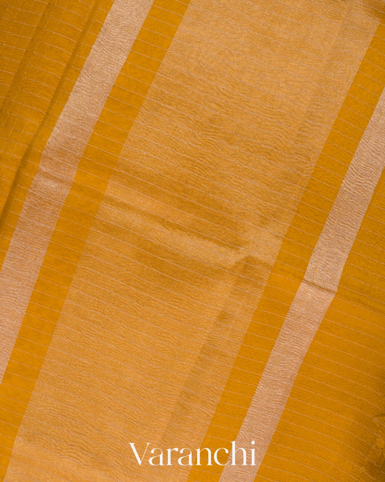 Mango Yellow Pure Crush Kora Silk Saree 
