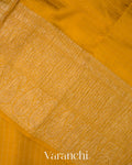 Mango Yellow Pure Crush Kora Silk Saree 