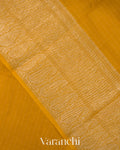 Mango Yellow Pure Crush Kora Silk Saree 