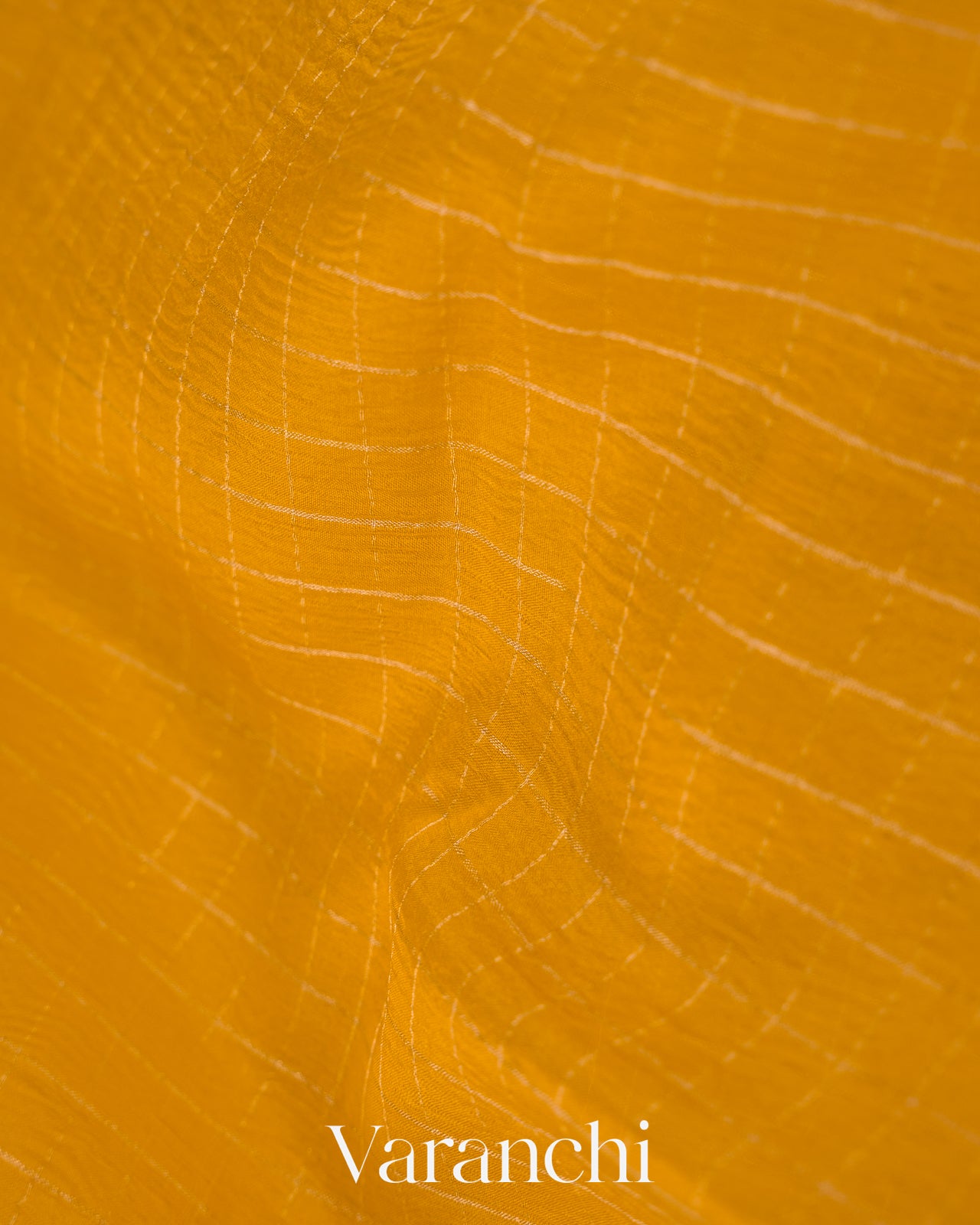 Mango Yellow Pure Crush Kora Silk Saree 