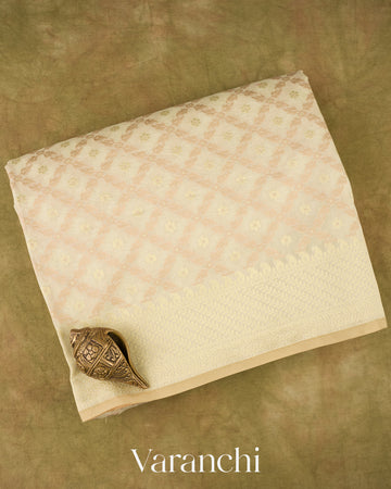 Off White Jamdani Pure Kora Silk Cotton Saree