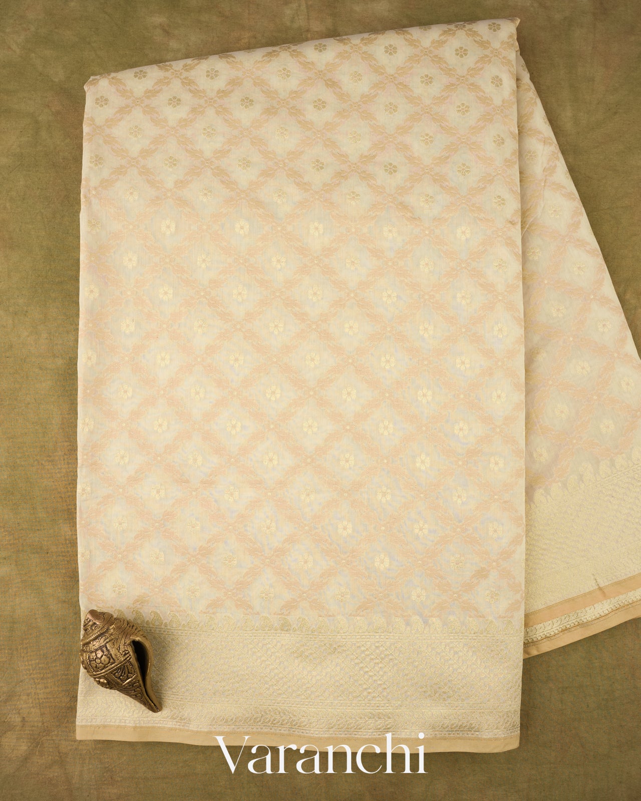 Off White Jamdani Pure Kora Silk Cotton Saree