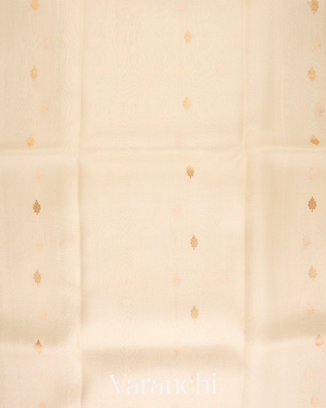 Warm Ivory Borderless Pure Kora Silk Handloom Saree