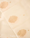 Warm Ivory Borderless Pure Kora Silk Handloom Saree