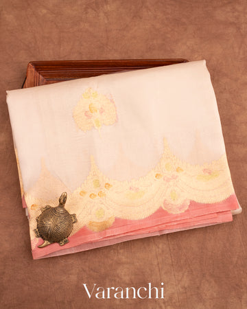 Off-white Pure Kora Silk Handloom Saree