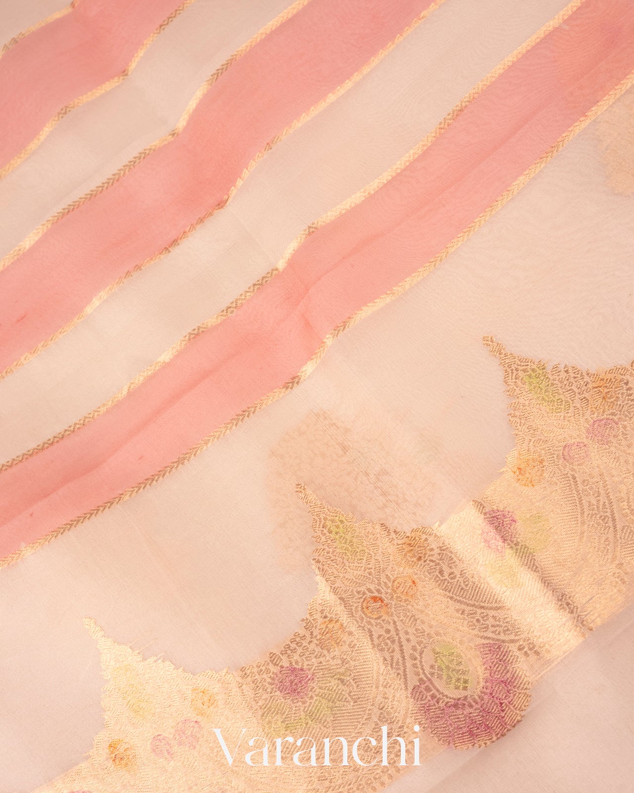 Off-white Pure Kora Silk Handloom Saree