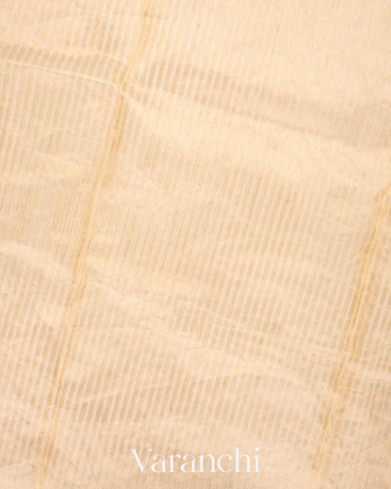 Off White Tissue Striped and Embroidered Border Pure Kora Silk Saree