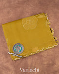 Mehandi Green Floral Applique Pure Kora Silk Saree