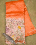 Orange Tissue Striped and Embroidered Border Pure Kora Silk Saree