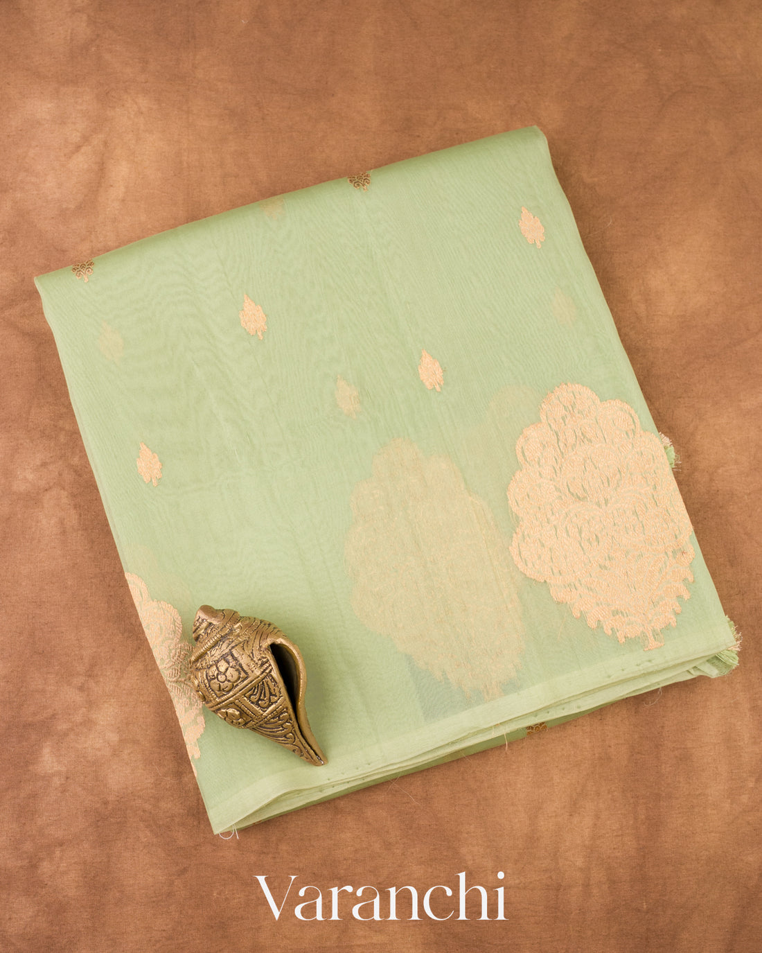 Pista Green Borderless Pure Kora Silk Handloom Saree 