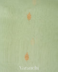Pista Green Borderless Pure Kora Silk Handloom Saree 