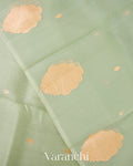 Pista Green Borderless Pure Kora Silk Handloom Saree 