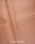 Soft Peach Tissue Striped and Embroidered Border Pure Kora Silk Saree