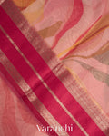 Soft Blush Pink Printed Pure Kora Silk Saree