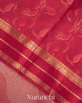 Soft Blush Pink Printed Pure Kora Silk Saree