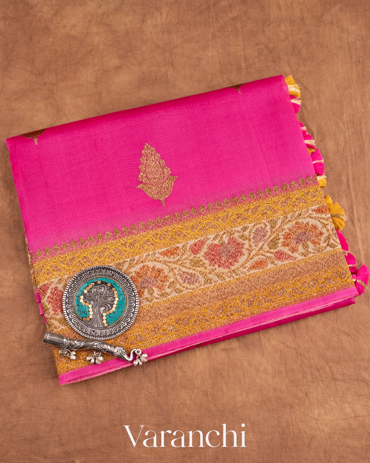 Pink Pure Kora Silk Handloom Saree