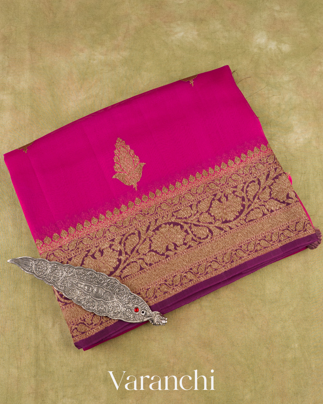 Maharani Pink Pure Kora Silk Handloom Saree