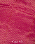 Rani Pink Tissue Striped and Embroidered Border Pure Kora Silk Saree