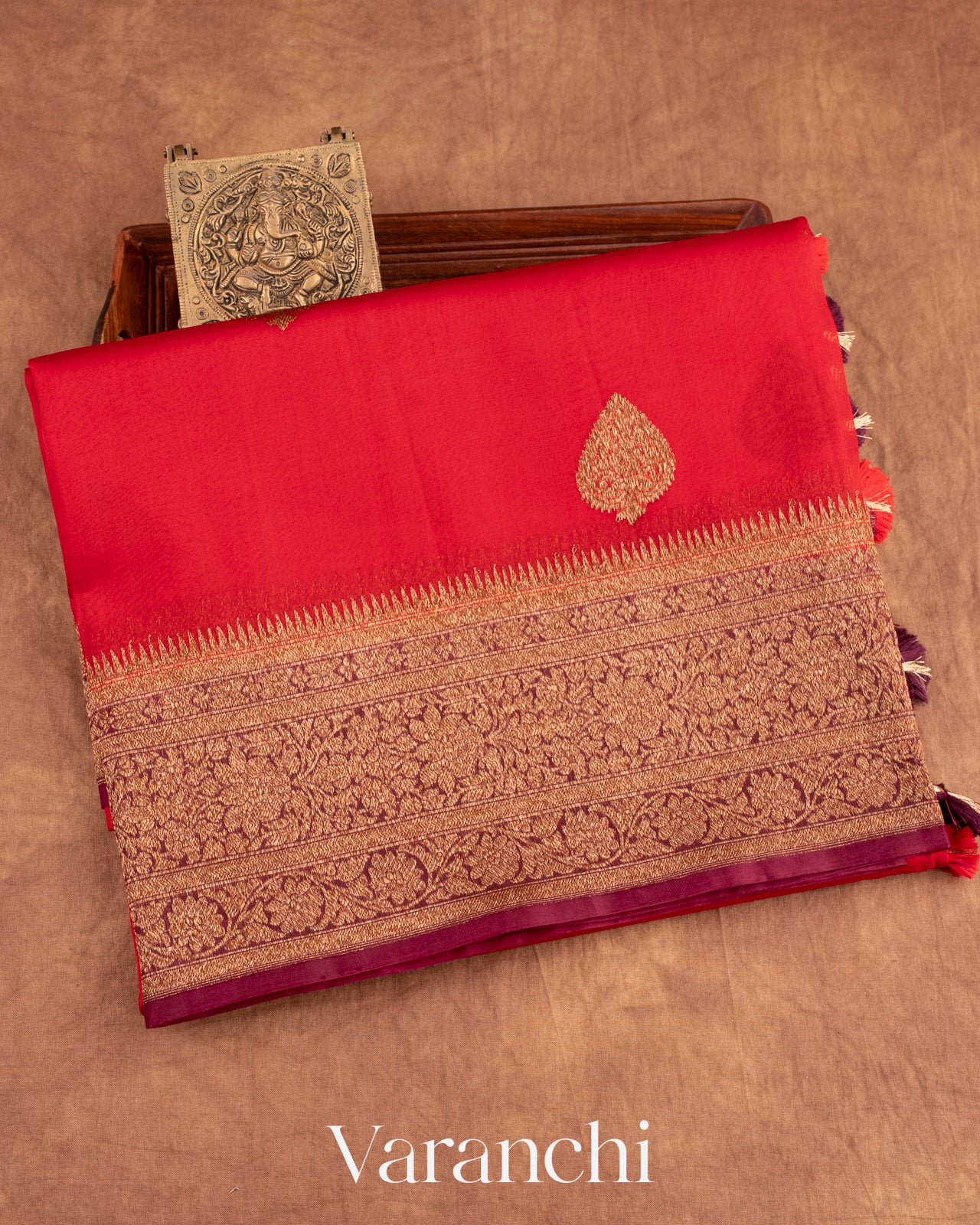 Red Pure Kora Silk Handloom Saree