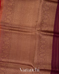 Deep Red Pure Kora Silk Handloom Saree