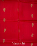 Deep Red Pure Kora Silk Handloom Saree