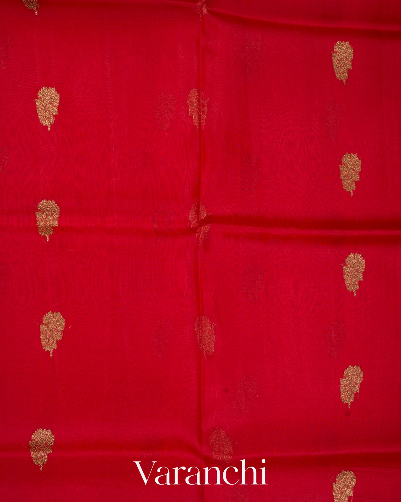 Deep Red Pure Kora Silk Handloom Saree