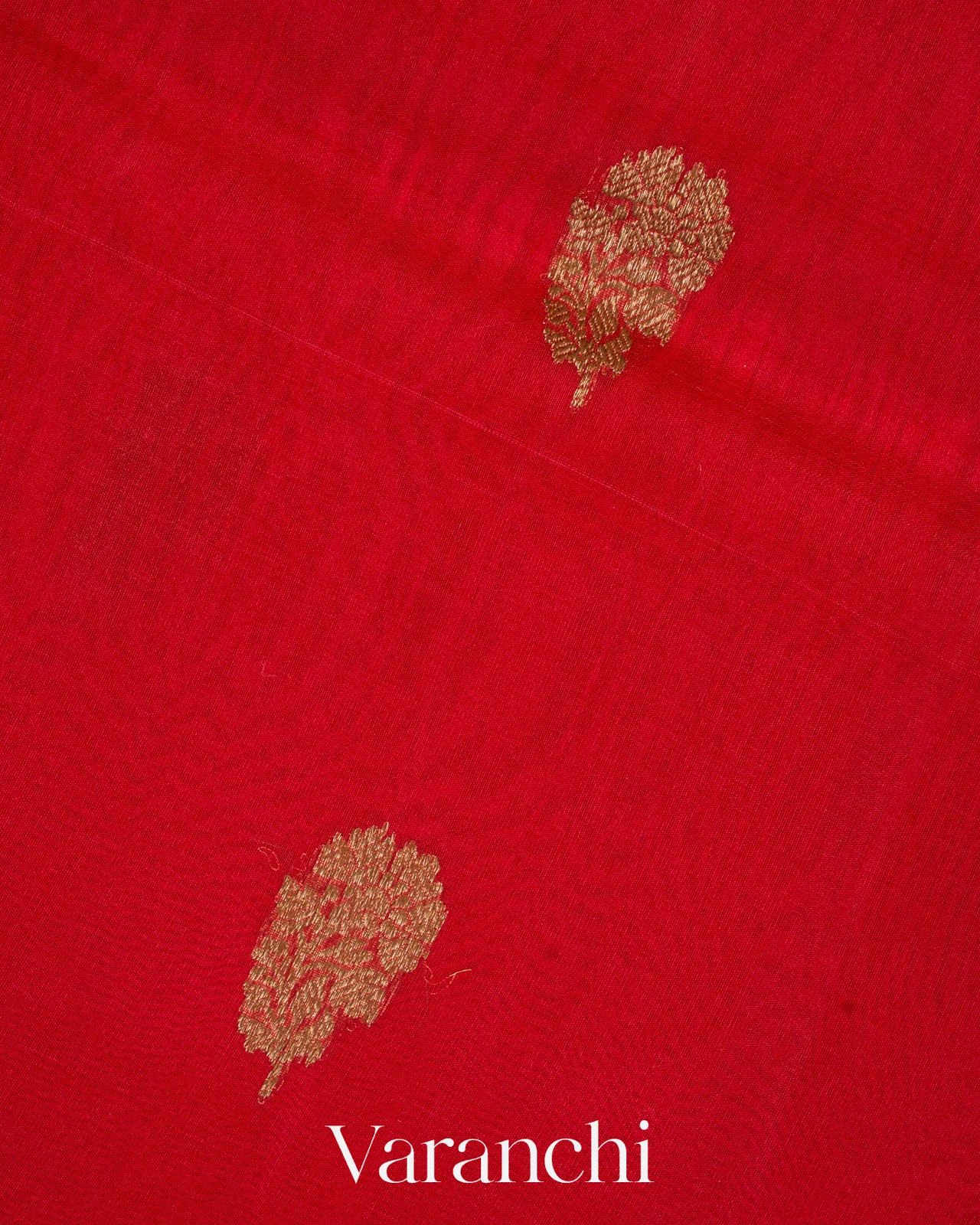 Deep Red Pure Kora Silk Handloom Saree