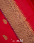 Deep Red Pure Kora Silk Handloom Saree