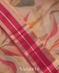 Soft Sand Beige Printed Pure Kora Silk Saree