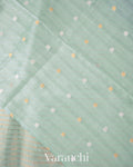 Sky Blue Floral Applique and Embroidered Pure Kora Silk Saree