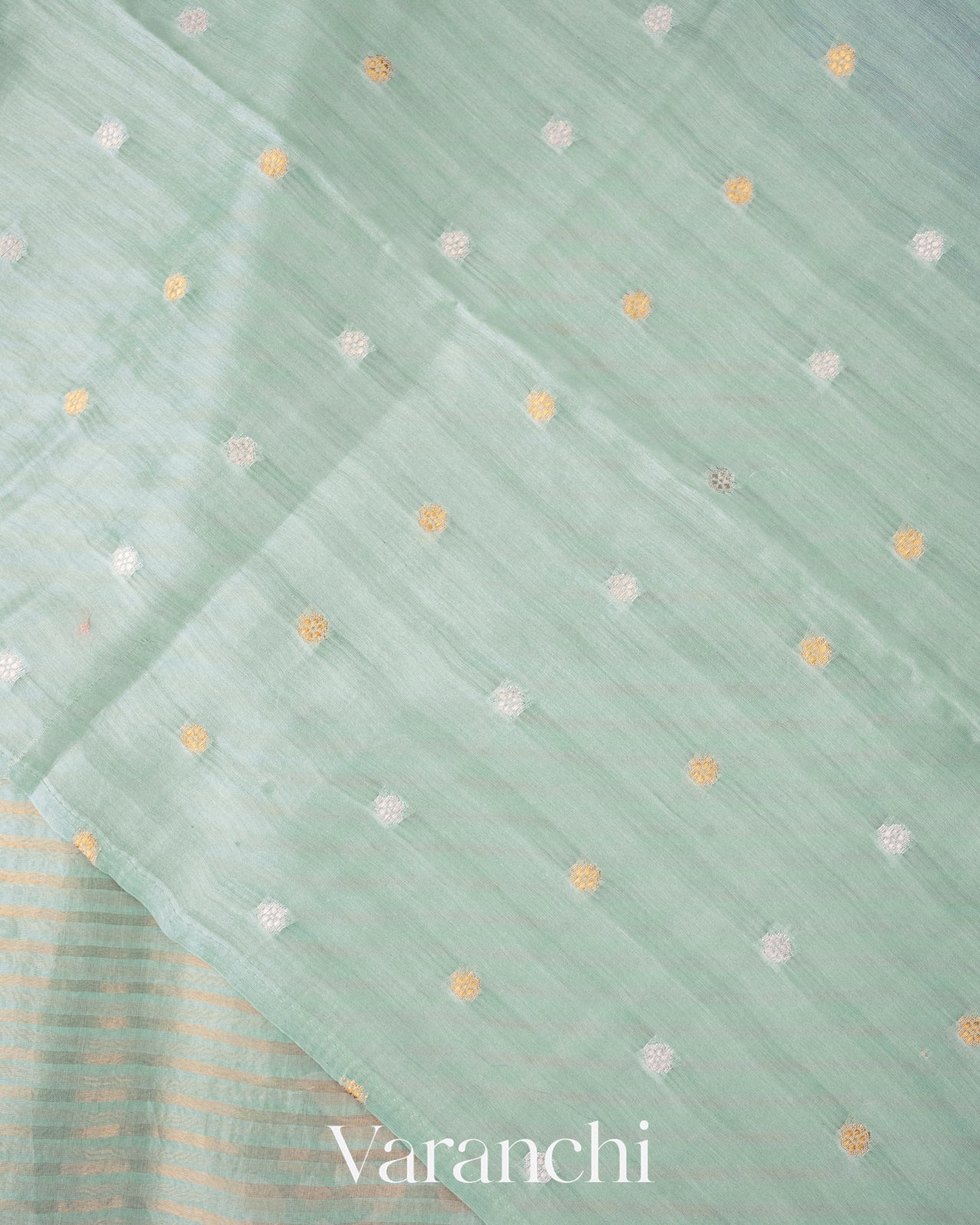 Sky Blue Floral Applique and Embroidered Pure Kora Silk Saree