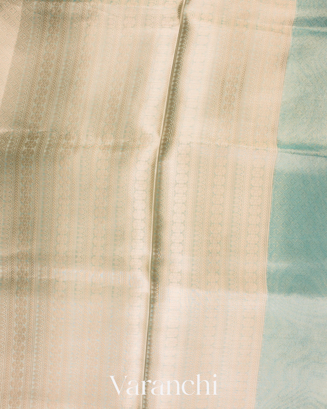 Sky Blue Brocade Pure Tissue Kora Silk Saree