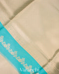 Sky Blue Brocade Pure Tissue Kora Silk Saree