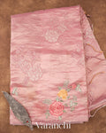 Blush Pink Tissue Applique and Embroidered Pure Kora Silk Saree