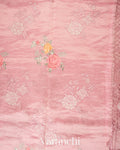 Blush Pink Tissue Applique and Embroidered Pure Kora Silk Saree