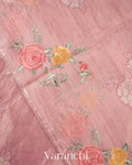 Blush Pink Tissue Applique and Embroidered Pure Kora Silk Saree