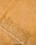 Honey Gold  Floral Embroidered Pure Tissue Kora Silk Saree