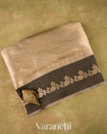 Black Brocade Pure Tissue Kora Silk Saree