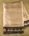 Black Brocade Pure Tissue Kora Silk Saree