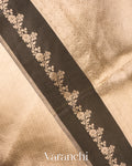 Black Brocade Pure Tissue Kora Silk Saree